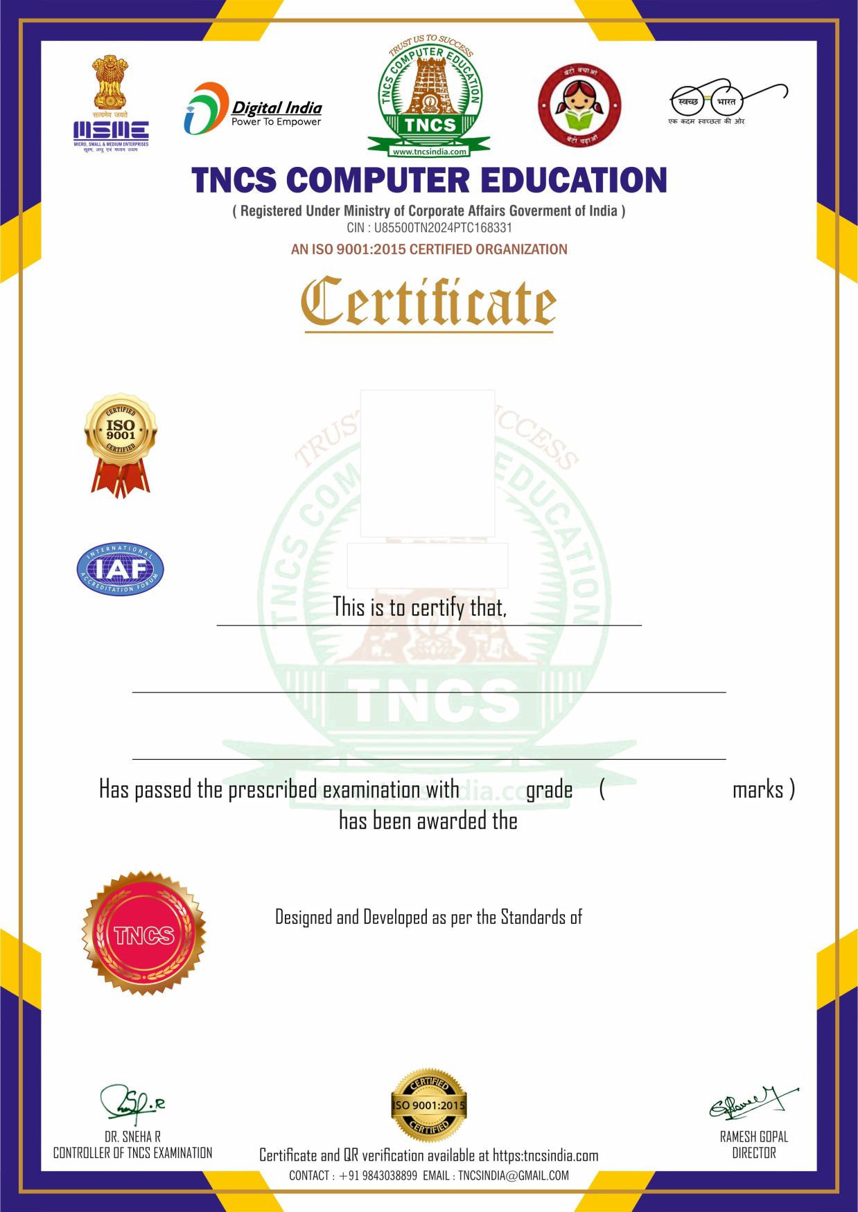 Sample Certificate